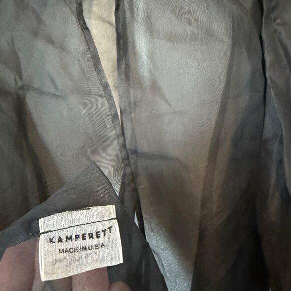 Kamperett Meiere Sheer Black Silk Organza 3/4 Sleeve Blouse Women's Size Medium - Picture 5 of 7